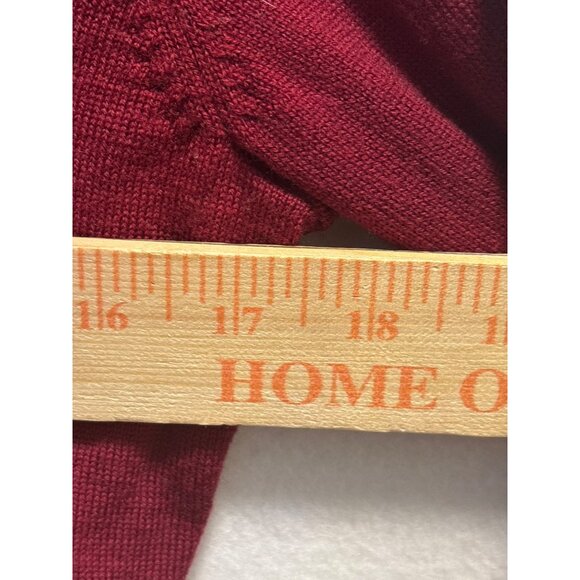 Black Brown 1826 Mens V-Neck Sweater S Merino Wool Burgundy Long Sleeve Made In - Picture 7 of 9